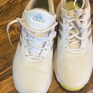 adidas White Athletic Sneakers with Light Yellow Accents